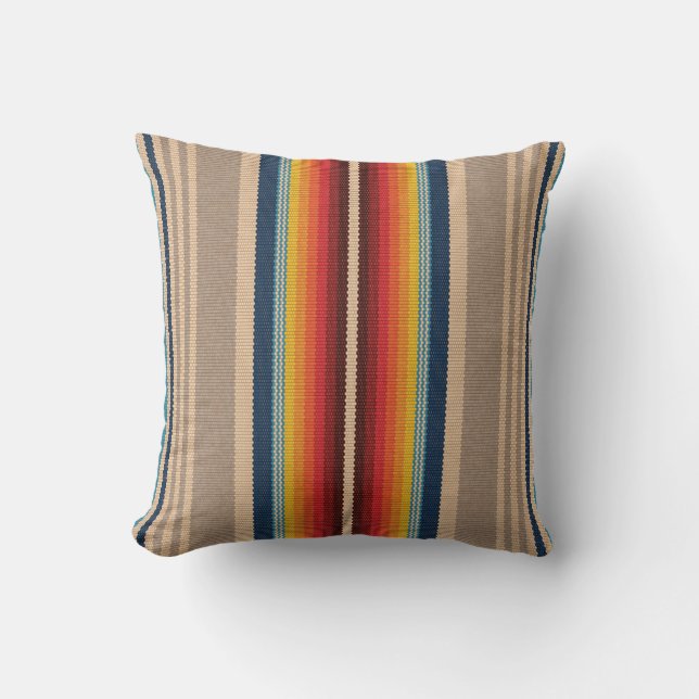 Seamless pattern with colourful serape stripes throw pillow (Front)