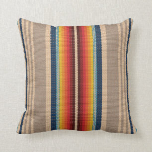 Seamless pattern with colourful serape stripes throw pillow