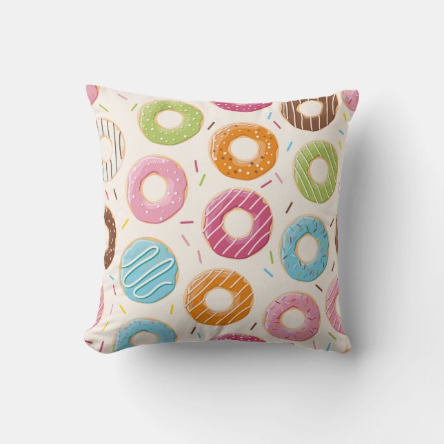 Seamless pattern with colourful tasty glossy dough throw pillow (Front)