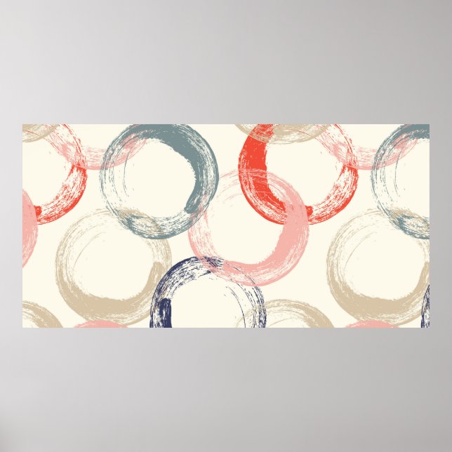 Seamless pattern with colourful watercolor circles poster (Front)