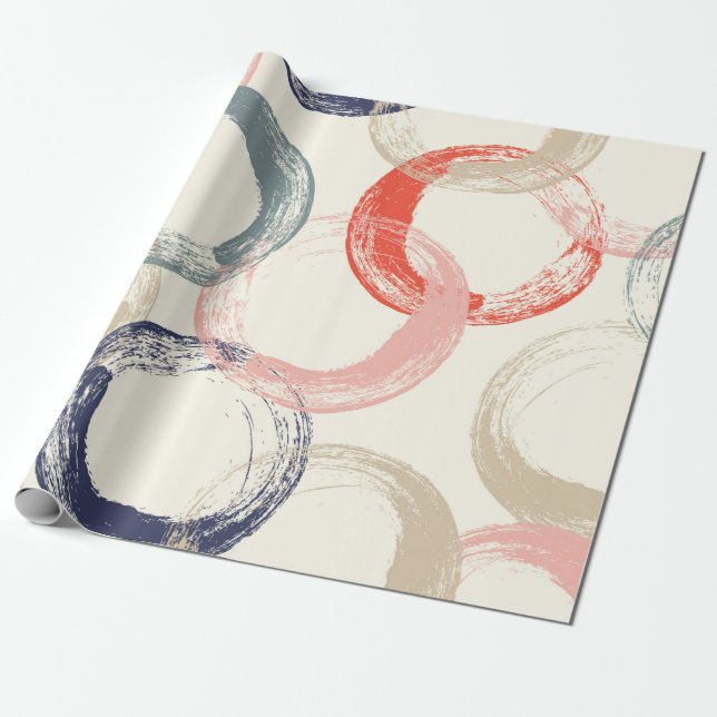 Seamless pattern with colourful watercolor circles wrapping paper (Unrolled)