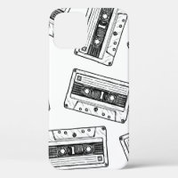 Seamless pattern with Compact Cassette in vintage