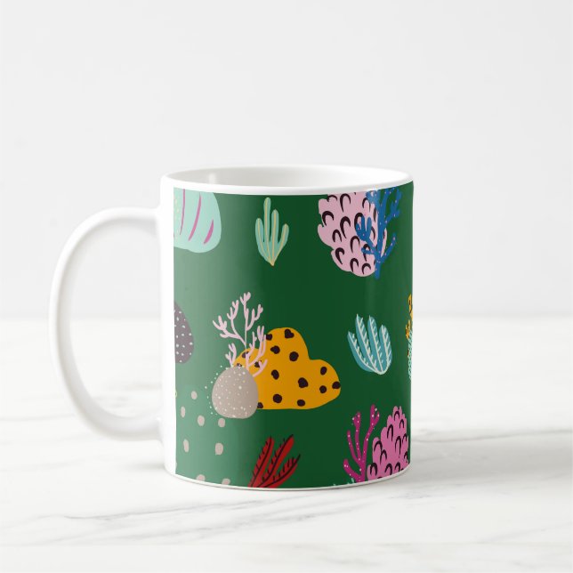 Seamless pattern with corals branches and sea plan coffee mug (Left)