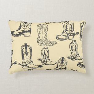 Seamless pattern with cowboy boots. cowboy,cowgirl accent pillow