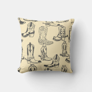Seamless pattern with cowboy boots. cowboy,cowgirl throw pillow
