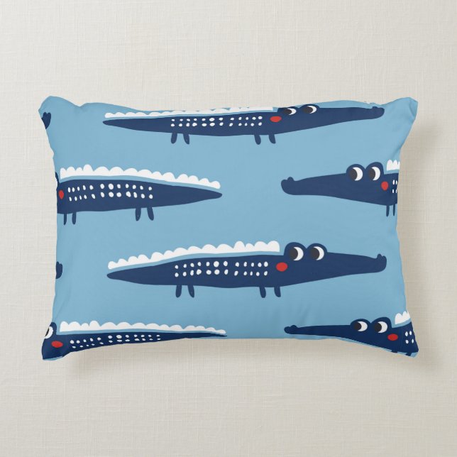 Seamless pattern with crocodiles accent pillow (Front)