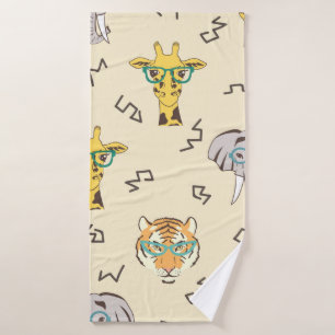 Seamless pattern with cute african animals: giraff bath towel