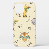 Seamless pattern with cute african animals: giraff