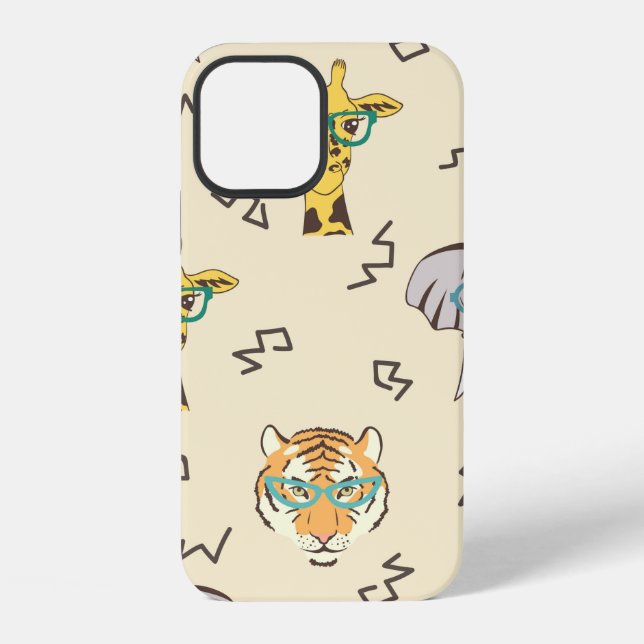 Seamless pattern with cute african animals: giraff iPhone case (Back)