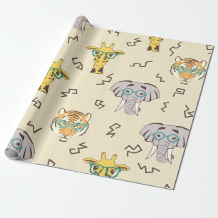 Seamless pattern with cute african animals: giraff wrapping paper