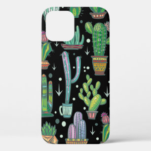 Seamless pattern with cute cactuses iPhone 12 case