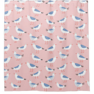 Seamless pattern with cute cartoon seagulls