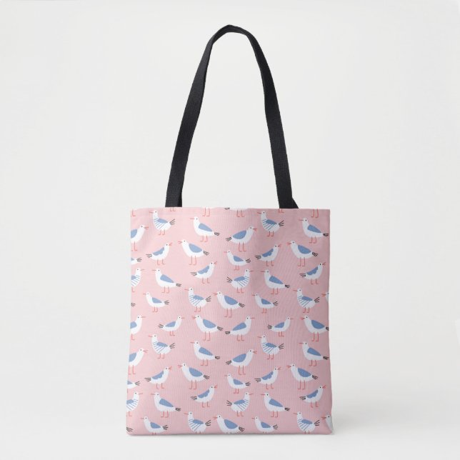Seamless pattern with cute cartoon seagulls tote bag (Front)