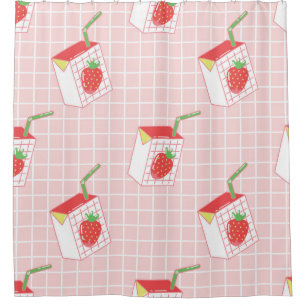 Seamless pattern with cute cartoon strawberry milk