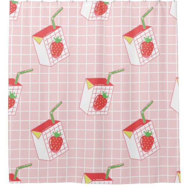 Seamless pattern with cute cartoon strawberry milk (Front)