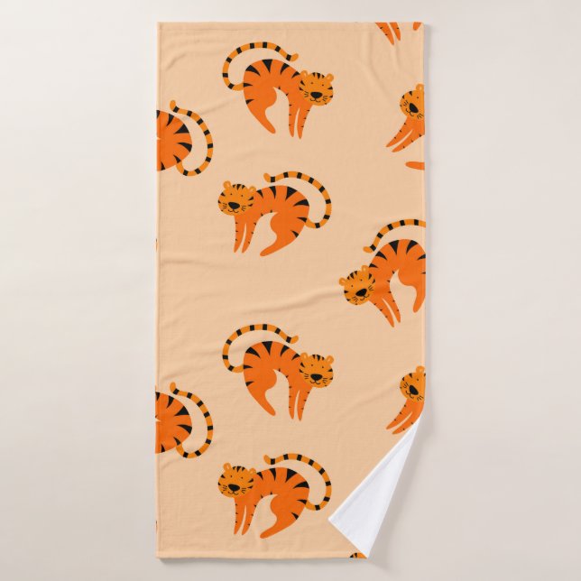 Seamless pattern with cute cartoon tigers bath towel (Bath Towel)