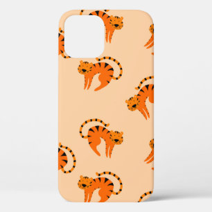 Seamless pattern with cute cartoon tigers iPhone 12 case