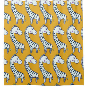 Seamless pattern with cute cartoon zebras yellow b