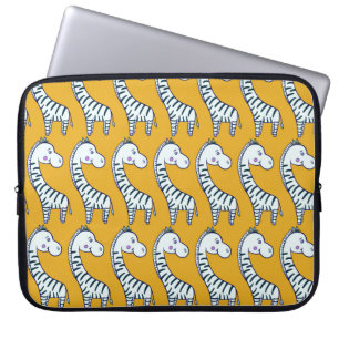 Seamless pattern with cute cartoon zebras yellow b laptop sleeve