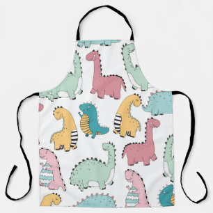 seamless pattern with cute colored, bright, pink, apron