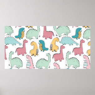 seamless pattern with cute colored, bright, pink,  poster