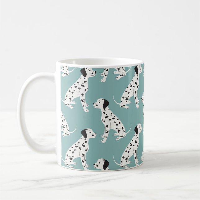 Seamless pattern with cute dalmatian coffee mug (Left)