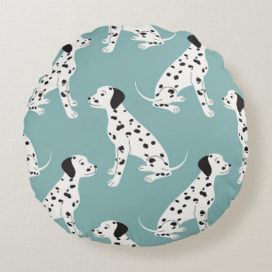 Seamless pattern with cute dalmatian round pillow