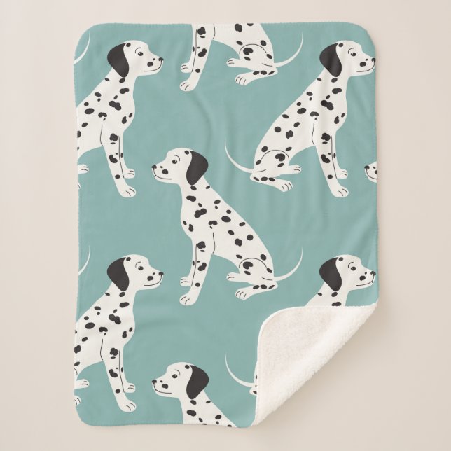 Seamless pattern with cute dalmatian sherpa blanket (Front)