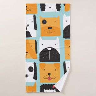 Seamless pattern with cute dogs.  bath towel