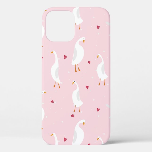 Seamless pattern with cute duck with heart on pink Case-Mate iPhone case (Back)