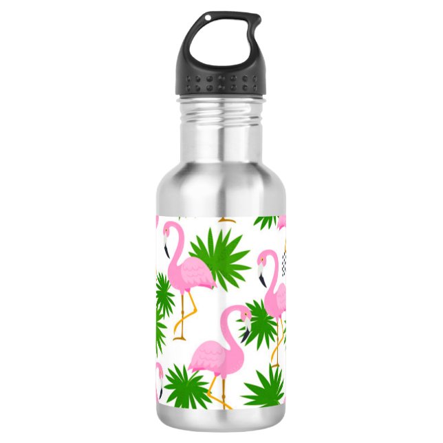 seamless-pattern-with-cute-flamingos 532 ml water bottle (Front)