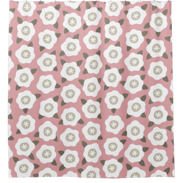 Seamless pattern with cute flowers on pink backgro (Front)