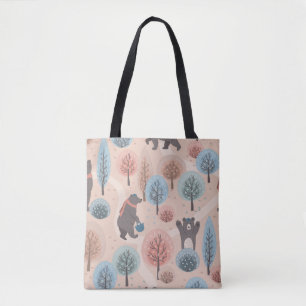 Seamless pattern with cute funny handdrawn bears i tote bag