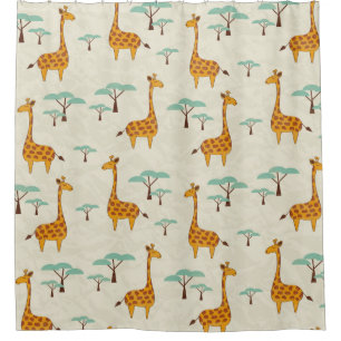 Seamless pattern with cute giraffes and trees, Vin