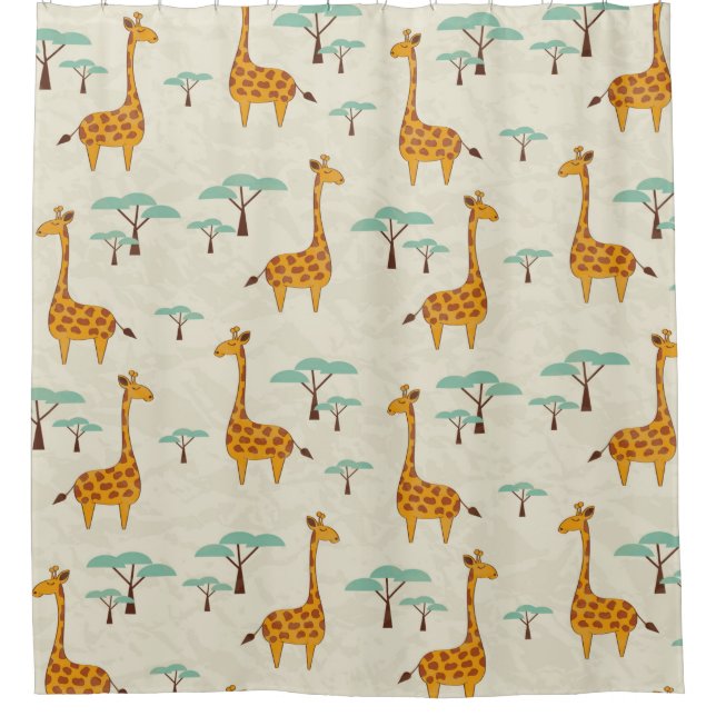 Seamless pattern with cute giraffes and trees, Vin (Front)