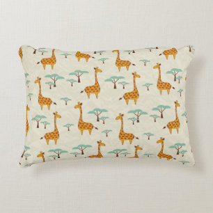 Seamless pattern with cute giraffes and trees, Vin Accent Pillow