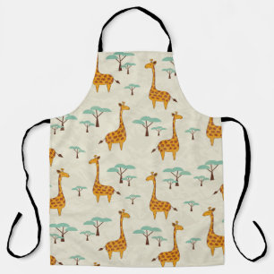 Seamless pattern with cute giraffes and trees, Vin Apron