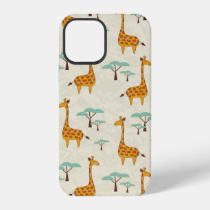 Seamless pattern with cute giraffes and trees, Vin iPhone 12 Case