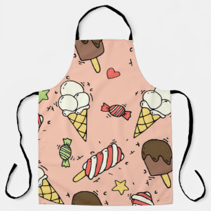 Seamless pattern with cute ice cream and lollipops apron
