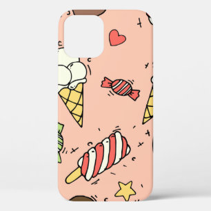 Seamless pattern with cute ice cream and lollipops iPhone 12 case