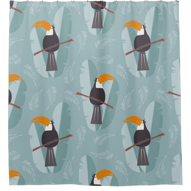 Seamless pattern with cute jungle parrot toucan on (Front)