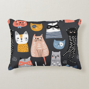 Seamless pattern with cute Kittens in diferent sty Accent Pillow