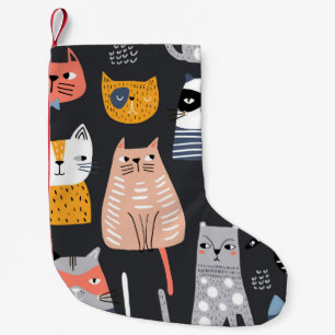 Seamless pattern with cute Kittens in diferent sty Small Christmas Stocking