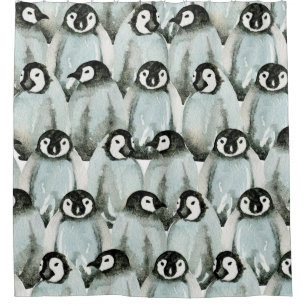 Seamless pattern with cute penguins