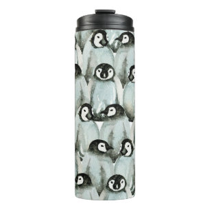 Seamless pattern with cute penguins thermal tumbler