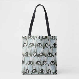 Seamless pattern with cute penguins tote bag
