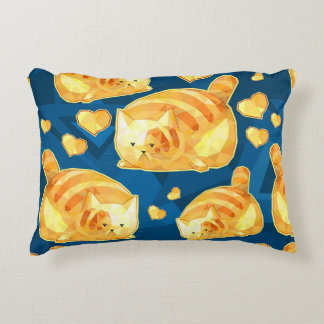 Seamless pattern with cute polygonal cartoon cats, accent pillow
