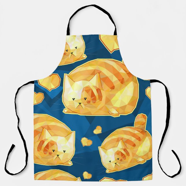 Seamless pattern with cute polygonal cartoon cats, apron (Front)