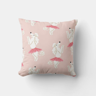 Seamless pattern with cute poodle dogs in cute bal throw pillow