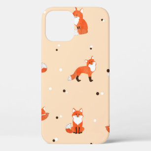 Seamless pattern with cute watercolor foxes. Vinta iPhone 12 Case